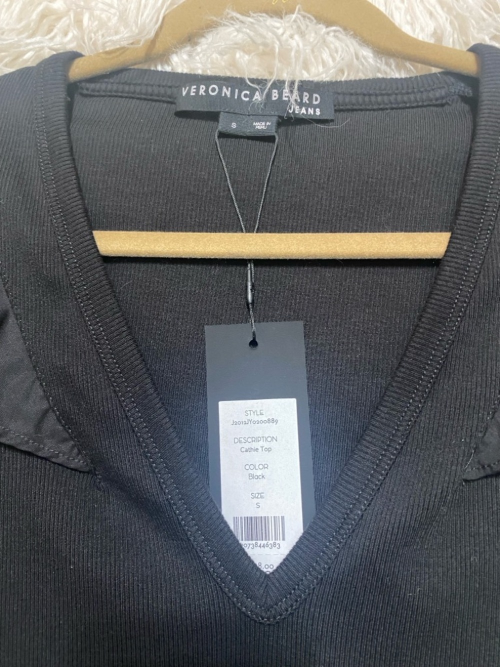 💋NWT💋 Veronica Beard Cathie Ruffle Sleeve Top, Size S, Black - Picture 9 of 14